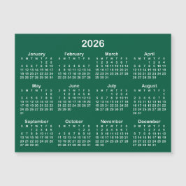 Calendário Magnético 2026 do Hunter Green e White