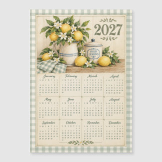 Calendário Magnético 2027 - Gingham Vintage e Limã