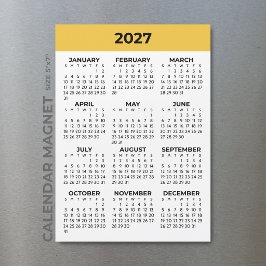 Calendário Magnético Amarelo Ensolarado de 2027 Vi