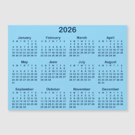 Calendário Magnético Azul Claro e Azul Marinho 202