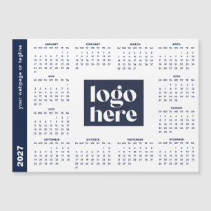 Calendário Magnético Azul de Negócios Logo 2027 