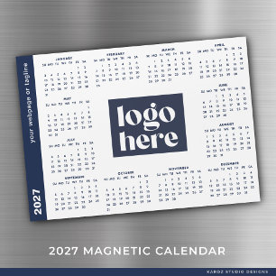 Calendário Magnético Azul de Negócios Logo 2027