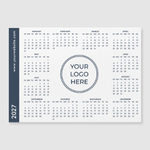 Calendário Magnético Azul e Branco de Negócios 202