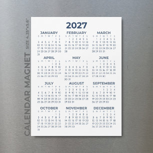 Calendário Magnético Azul Marinho Simples Elegante