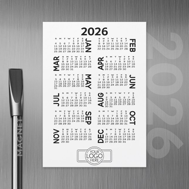 Calendário magnético com cartão magnético de logot (2026 Calendar with A Logo and Magnetic Back)