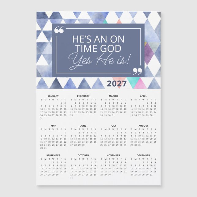 Calendário Magnético com Cota Cristã de Deus Pontu (Frente)