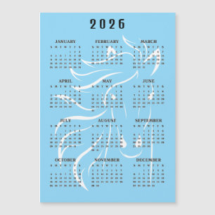 Calendário Magnético de Cavalos Bonito Design 2026