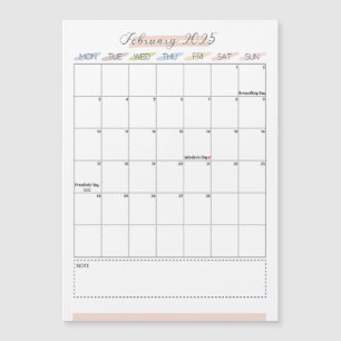 Calendário Magnético de fevereiro de 2025