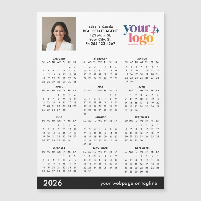 Calendário Magnético de Foto Logo Personalizado 20 (Frente)