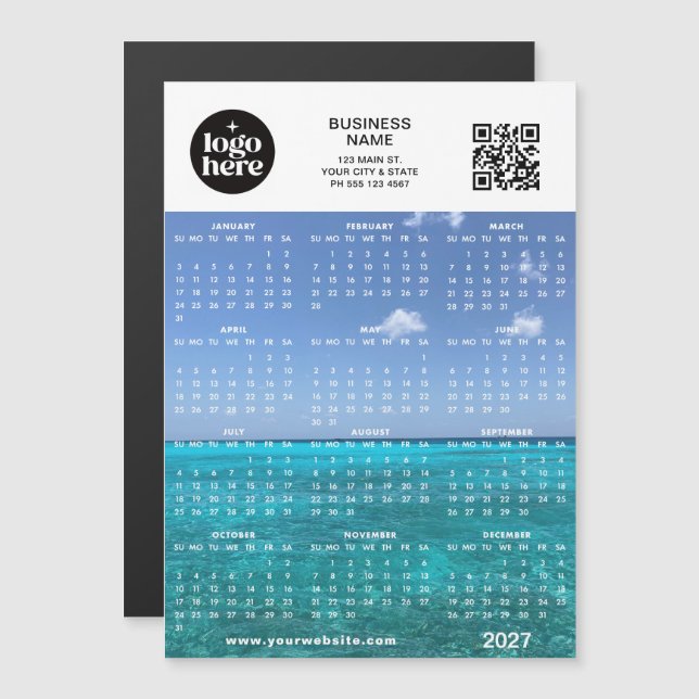 Calendário Magnético de Foto Qr Code Logo Personal (Frente/Verso)
