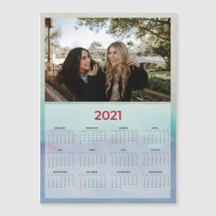 Calendário Magnético de Fotos Azuis Personalizad