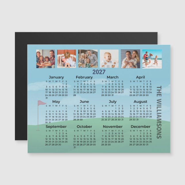 Calendário Magnético de Fotos de 2027 Tema de Golf (Frente/Verso)