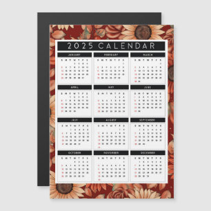 Calendário Magnético de Girassol 2025 - Ano de Res