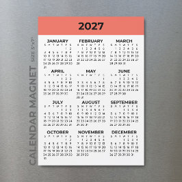 Calendário Magnético de Laranja Coral de Vista Anu