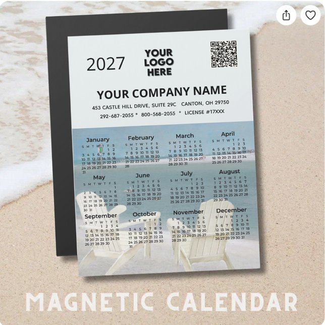 Calendário Magnético de Praia 2027 com Código QR d (Criador carregado)