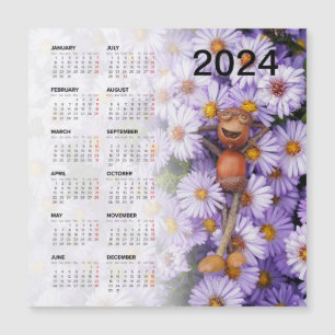 Calendário magnético divertido 2024 no frigorífico