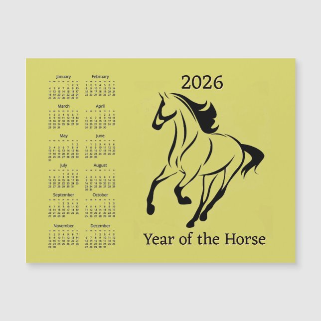Calendário Magnético do Ano do Cavalo Chinês (Frente)
