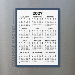 Calendário Magnético do Ano Inteiro 2027 com Borda