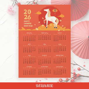 Calendário Magnético do Ano Novo Chinês 2026 Caval
