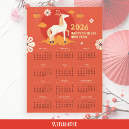 Calendário Magnético do Ano Novo Lunar 2026 do Cav