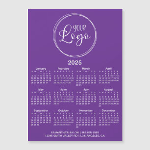 Calendário magnético do logotipo roxo e branco 202