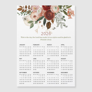 Calendário Magnético Floral Dourado Elegante 2026