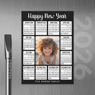 Calendário magnético Foto vertical - preto HNY