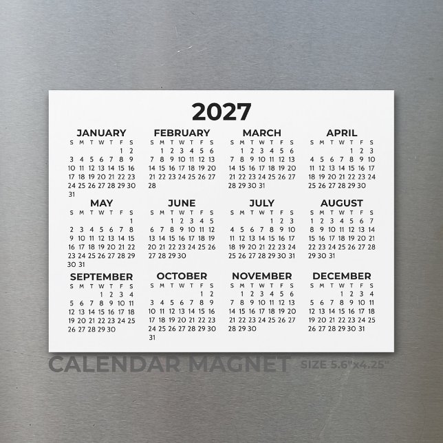 Calendário Magnético Horizontal Simples 2027 (Criador carregado)