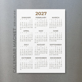 Calendário Magnético Marrom Bege Simples Básico 20
