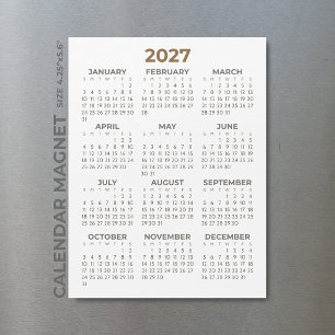 Calendário Magnético Marrom Bege Simples Básico 20