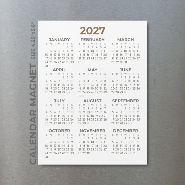 Calendário Magnético Marrom Bege Simples Básico 20 (Criador carregado)