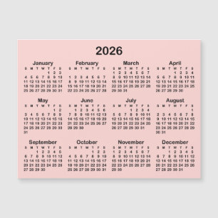 Calendário Magnético Minimalista Bege e Preto 2026