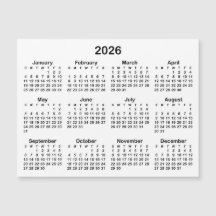 Calendário Magnético Minimalista Preto 2026