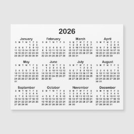 Calendário Magnético Minimalista Preto 2026