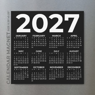 Calendário Magnético Minimalista Simples Preto 202