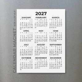 Calendário Magnético Minimalista Simples Preto 202