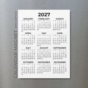 Calendário Magnético Minimalista Simples Preto 202