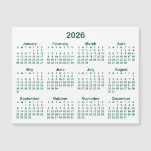 Calendário Magnético Minimalista Verde Caçador 202