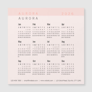 Calendário Magnético Mínimo Cor-de-Orelha Rosa