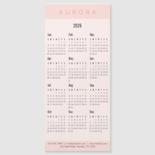 Calendário Magnético Mínimo Cor-de-Orelha Rosa