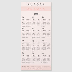 Calendário Magnético Mínimo Cor-de-Orelha Rosa