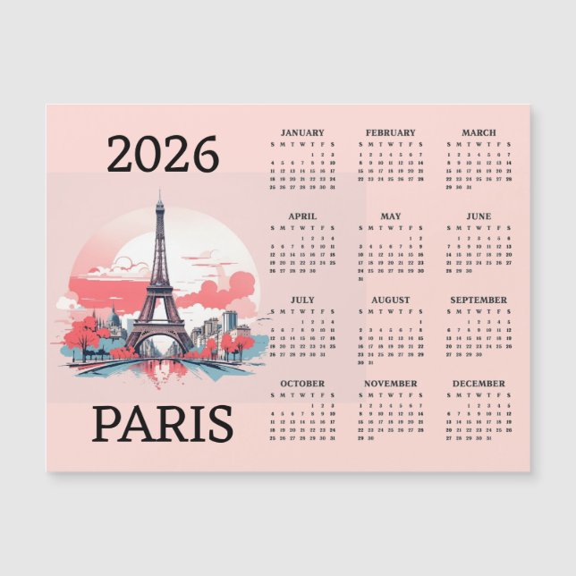 Calendário Magnético Paris 2026 (Frente)