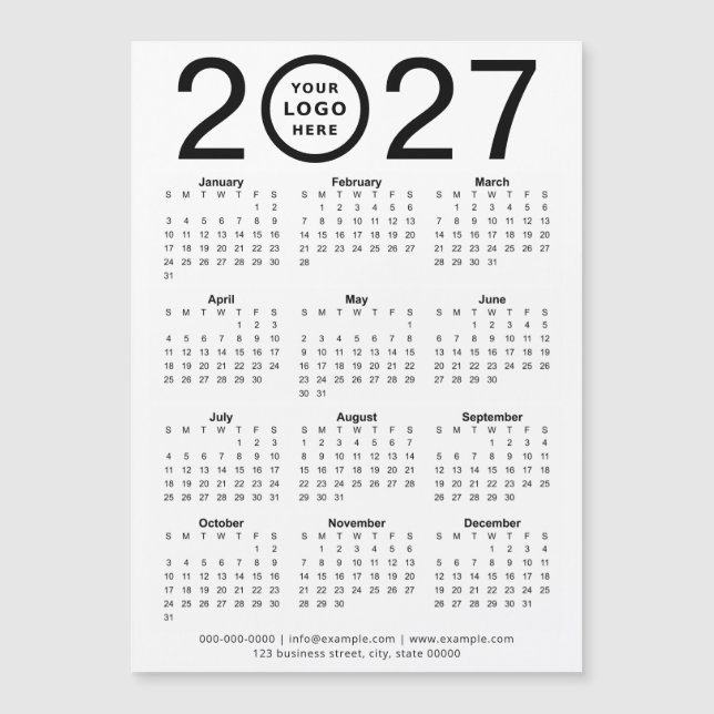 Calendário Magnético Personalizado 2027 Com Logoti (Frente)