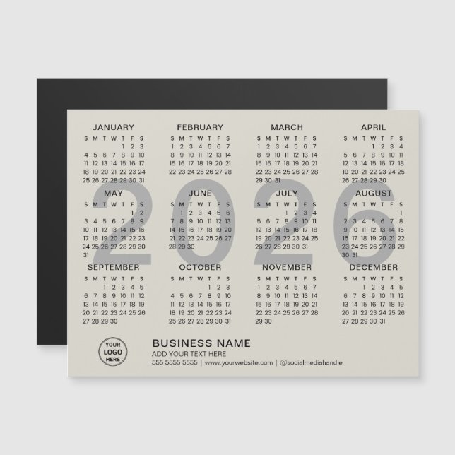 Calendário Magnético Personalizado para Negócios 2 (Frente/Verso)
