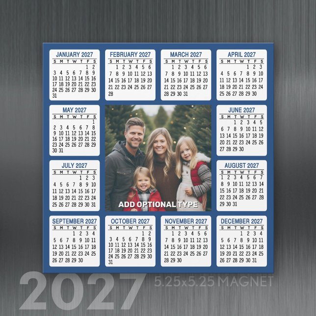 Calendário Magnético Quadrado 2027 com Foto (2027 calendar magnet)