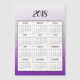 Calendário magnético roxo do feliz ano novo 2018
