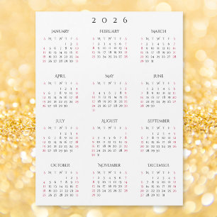 Calendário Magnético Simples Preto e Branco Ano No
