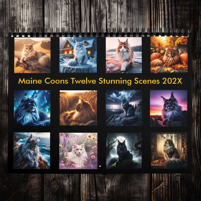 Calendário Maine Coons Místicos: Doze Cenas Estonteantes 202X (Criador carregado)