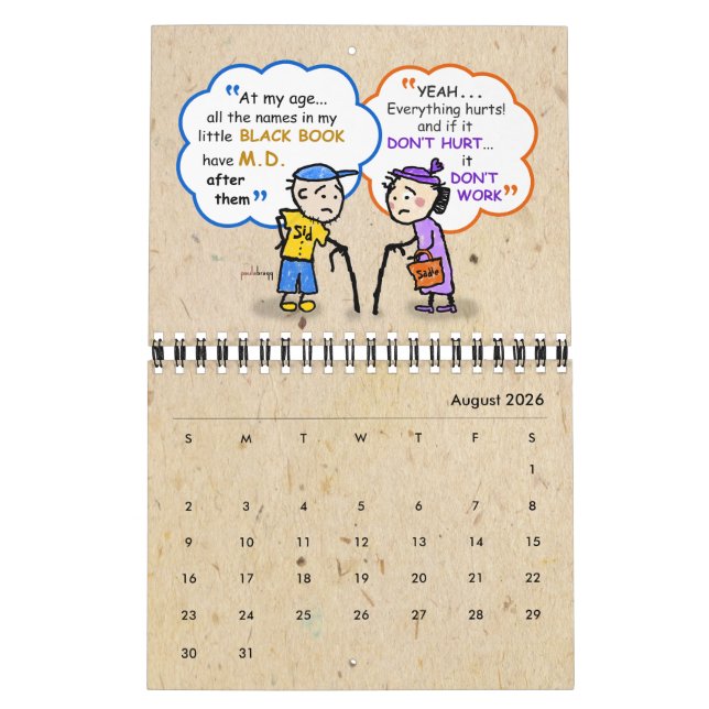 Calendário Mais velho Bonitos Diminuem Piadas Engraçadas de I (Ago 2026)