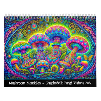 Calendário Mandalas de Cogumelos – Visões de Fungos Psicodéli